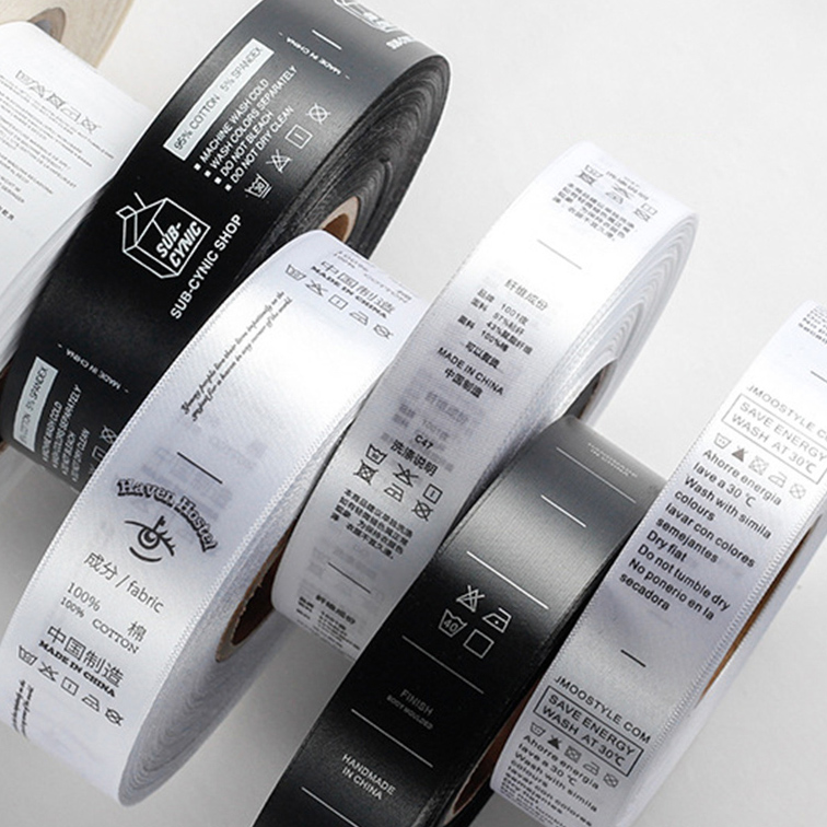 Preprinted Premium Heavy Nylon taffeta washing care label 20mm x 500m (3/4" x 1640') 2500 labels