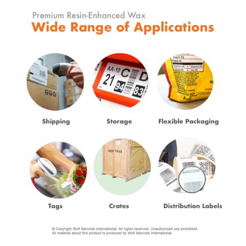 24 Rolls 3.5" x 1476' (89 mm x 450 m) Premium Resin Enhanced Wax